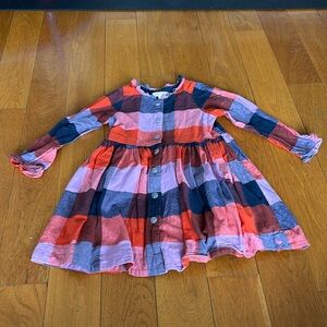 Pink Chicken Plaid 3/4 Sleeve Dress 5Y